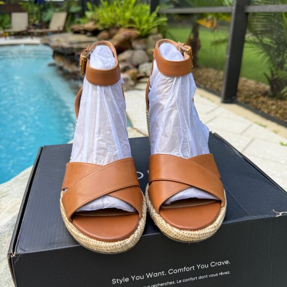 Vionic Marina Wedge Sandal in Camel, Size 9M - Picture 1 of 6
